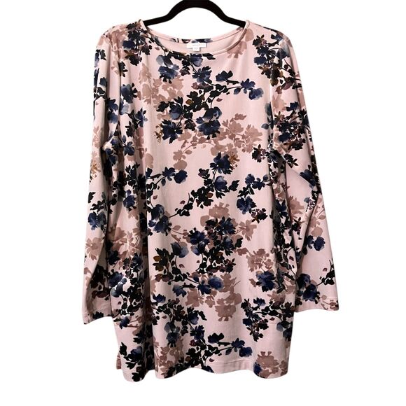 J. Jill PureJill soft velour floral tunic top with pockets - Picture 2 of 10